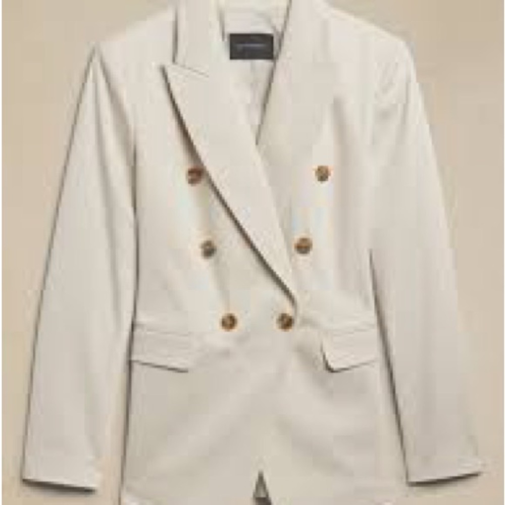 NWT Banana Republic Stretch Cotton Icon Blazer Cream 4